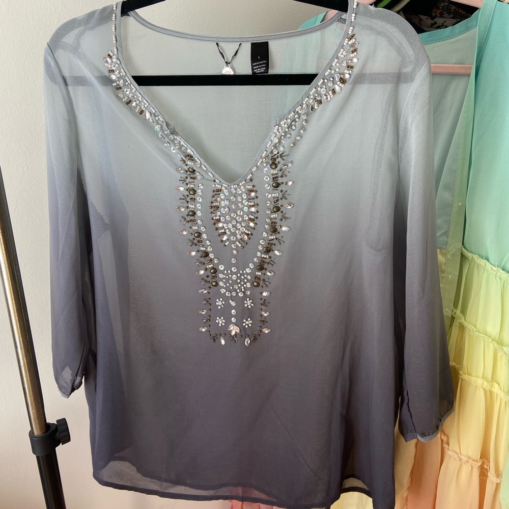 Beaded ombre blouse